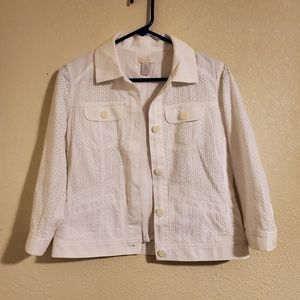 Chico's White Textured Cotton Jacket